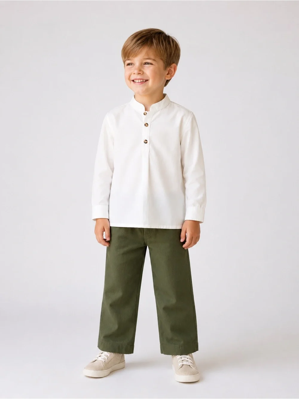 Edgehill Collection Boys White Long Sleeve Shirt and Olive Pants Set NWT